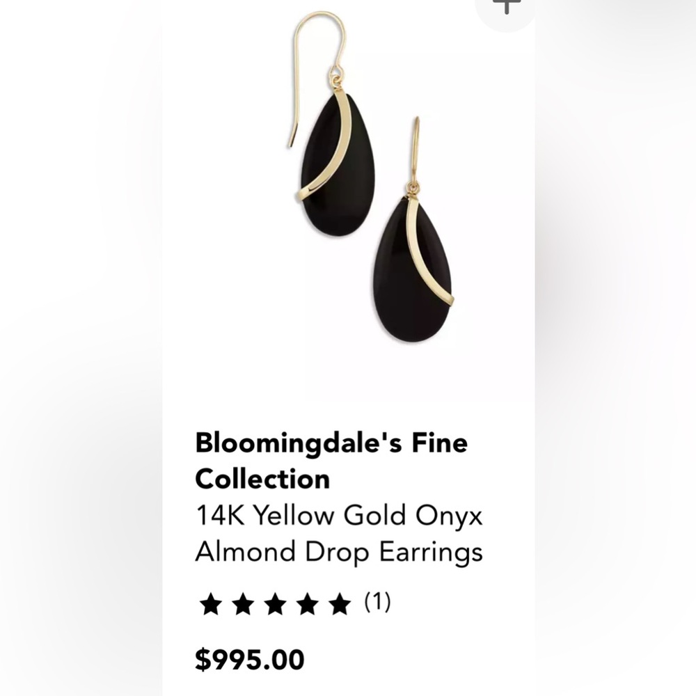 Bloomingdale's 14K Gold and Black Onyx Drop Earrings